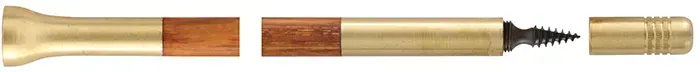 Ramrod for 20 gauge Double Flintlock Shotgun by Davide Pedersoli,
9mm hickory, 26-7/8" long. 
Brass tips, with tempered steel ball puller hidden under the end cap. 
Made in the U.S.A. 