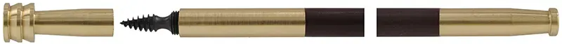 Ramrod for New Englander Rifle, 
3/8" brown Delrin nylon, 27" long. 
tip is threaded 10-32 at rear, with tempered steel ball puller hidden under the .50 caliber cleaning jag at front.
Made in the U.S.A. 