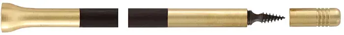 Ramrod for 13 gauge Double Percussion Shotgun by Davide Pedersoli,
9mm brown Delrin, 27-1/8" long. 
Brass tips, with tempered steel ball puller hidden under the end cap. 
Made in the U.S.A.