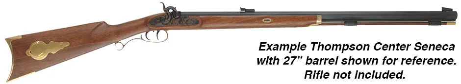 Ramrod for Thompson Center .32 & .36 caliber Seneca with 27" barrel, 
5/16" brown Delrin nylon, 27-7/16" long.
Brass tips are  threaded 10-32 at rear, 10-32 at front.
Made in the U.S.A. 