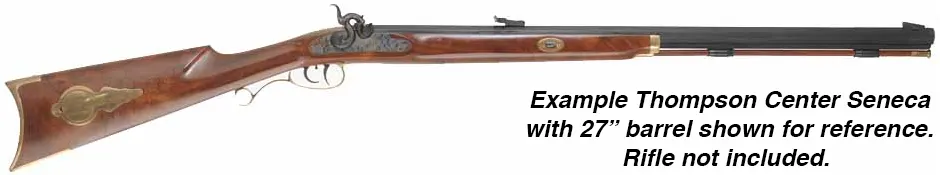 Ramrod for Thompson Center .45 caliber Seneca, 
5/16" stained hickory, 27-7/16" long.
Brass tips are  threaded 10-32 at rear, 8-32 at front.
Made in the U.S.A.