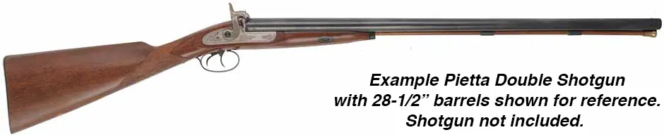 Ramrod for 12 gauge Double Percussion Shotgun by FAP ~ Italy,
9mm stained hickory, 28-3/8" long. 
Brass tips, with tempered steel ball puller hidden under the end cap. 
Made in the U.S.A.