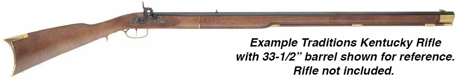 Ramrod for Traditions Kentucky Rifle,
9mm brown Delrin nylon, 32-5/8" long.
Flared brass tip threaded 8-32 at front, 10-32 thread at rear. 
Made in the U.S.A.