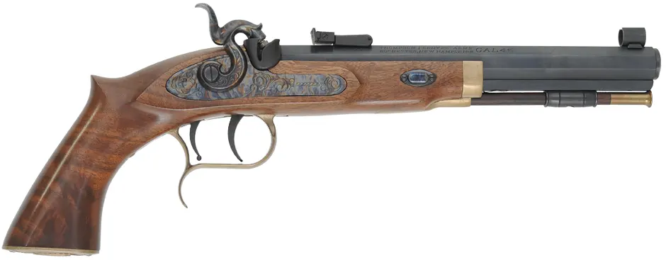 Ramrod for Thompson Center Patriot Pistol, 
5/16" delrin, 9-1/8" long. 
Brass tips are  threaded 8-32 at flared front, and 10-32 at rear.  
Made in the U.S.A.