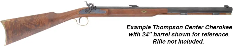 Ramrod for Thompson Center Cherokee Rifle, 
5/16" brown Delrin, 24-1/2" long. 
Brass tips are  threaded 10-32 at front, and 10-32 at rear. 
Can be used with .32, .36, and .45 caliber rifles.
Made in the U.S.A. 