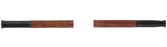 Ramrod for the Edwin Wesson Rifle, 
5/16" stained hickory, 28-1/4" long. 
Steet tips are  threaded 8-32 at flared front, and 10-32 at rear.
Made in the U.S.A. 