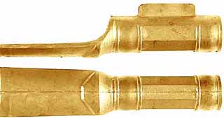 Ramrod pipe, brass, entry pipe with skirt, octagon with rings, for 3/8" ramrod