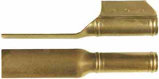 Ramrod pipe, brass, entry pipe with skirt, deluxe round with ringed ends, for 5/16" ramrod