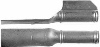Ramrod pipe, iron, entry pipe with thumbnail skirt, deluxe round with ringed ends, for 5/16" ramrod