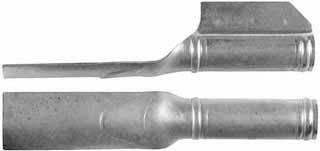 Ramrod pipe, nickel silver, entry pipe with thumbnail skirt, deluxe round with ringed ends, for 5/16" ramrod