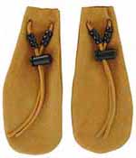 Suede Sight and muzzle Sacks, tan with cord lock and decorative beads