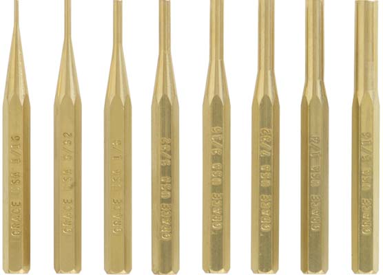SE Punch Set, Brass 8pc 1/16 - 5/16 - Hand Tool Pin Punches 