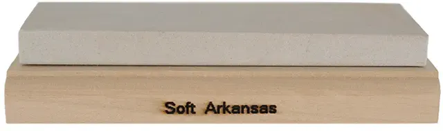Soft Arkansas Whet Stone,
2 x 6" medium fine,
with wood base